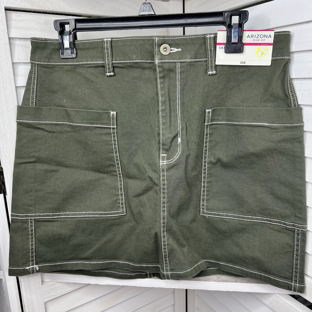 Arizona‎ Jean Co Olive Mini Utility Skirt Junior's Size 11 NWT Dark Avocado